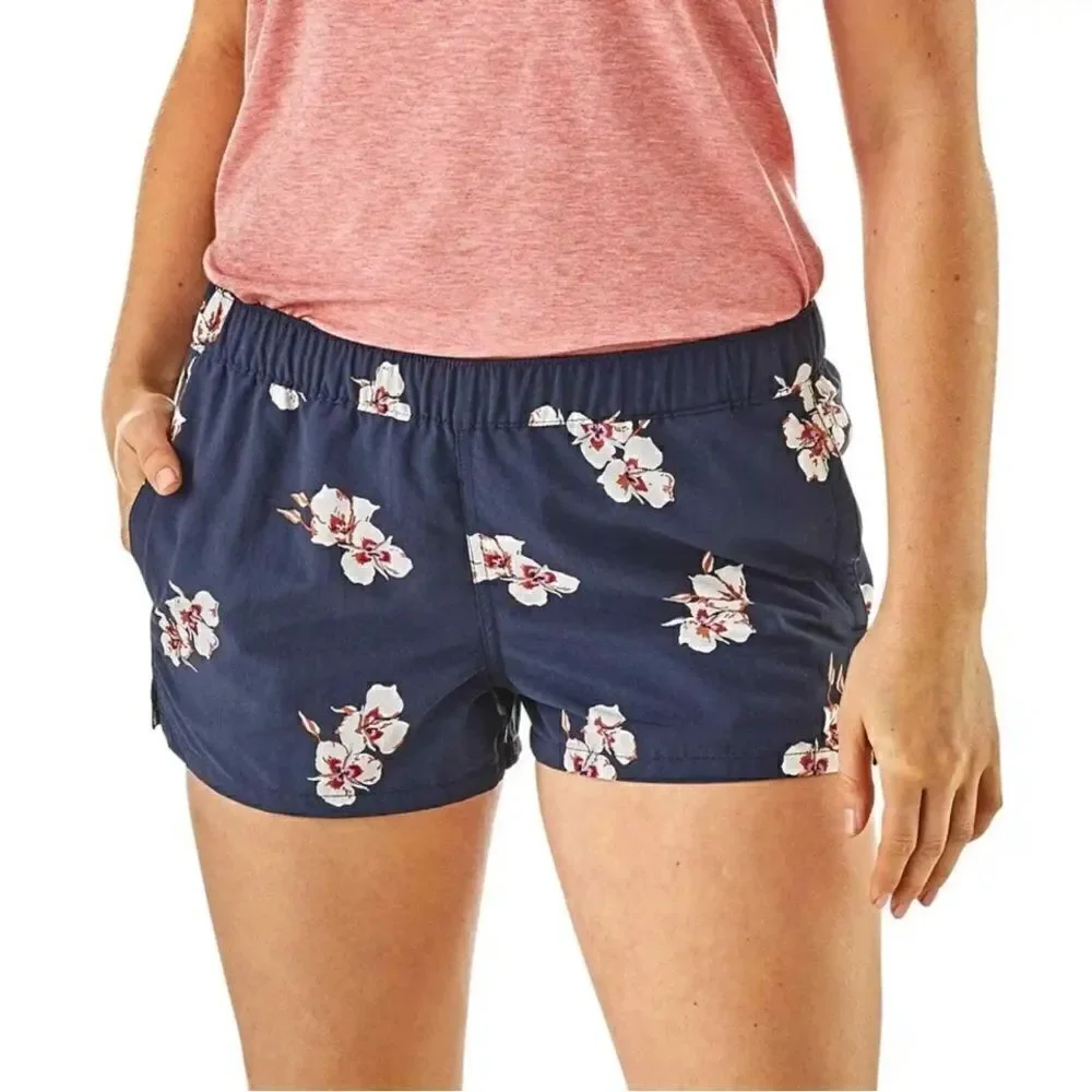Patagonia Barley Baggies Floral Shorts Blue Size M